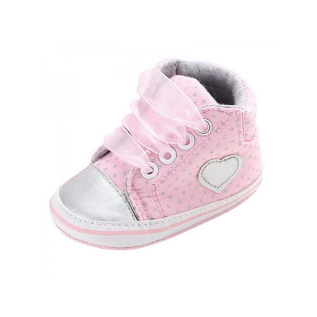 Polka Dots Kids Shoes VICOODA Baby Girls Shoes Classic Lace-Up First Walkers Sneakers Polka Dots Spring Autumn Infant Toddler Shoes ()