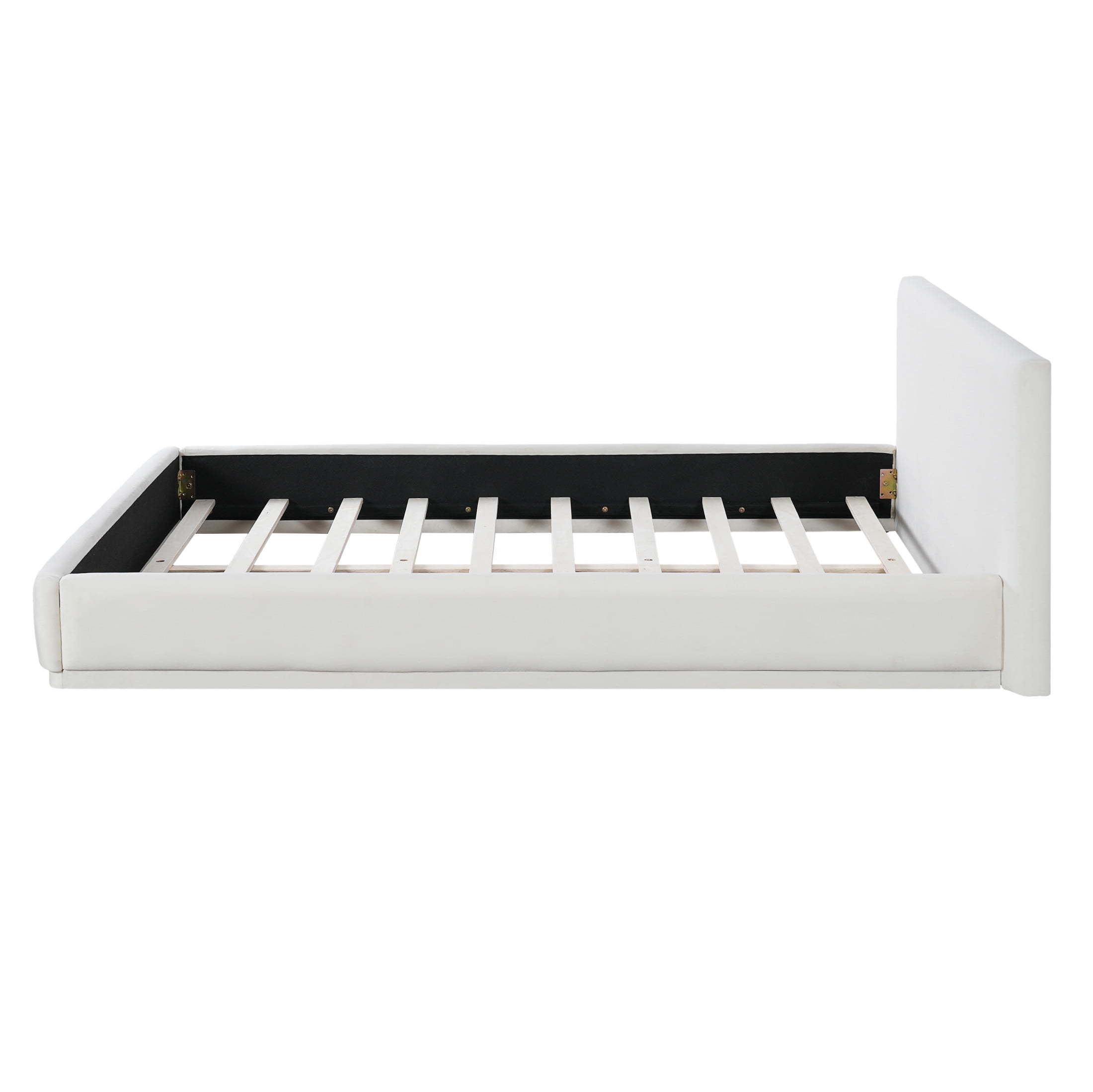 Christopher Knight Home Velvet Upholstered Queen
Bed, Solid Wood Platform Bed Frame, White