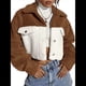 thumbnail image 2 of Chaqueta de Forro Afelpado para Mujer, Abrigo Informal de Invierno con Botones y Bolsillos Marrón Oscuro M, 2 of 9