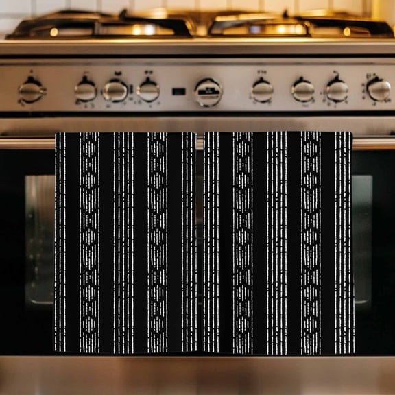 Black Striped Kitchen Towels Set of 1, Modern Abstract Art Geometric Stripes Absorbent Dish Towels for Kitchen, Microfiber Hand Towel, Quick Drying Tea Towel for Cleaning Decorative Dishcloths