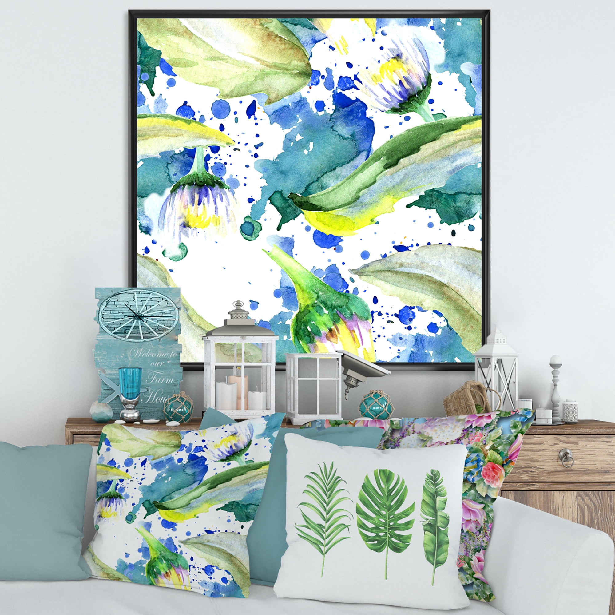 Designart 'Aquarelle Impression of Daisy Flowers I' Traditional Framed Canvas Wall Art Print