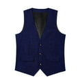 thumbnail image 6 of USNSM Men's Tweed Single Breasted Suit Vest Vintage Herringbone Solid Color Sleeveless Party Prom Waistcoat Groomsmen Blue XL, 6 of 7