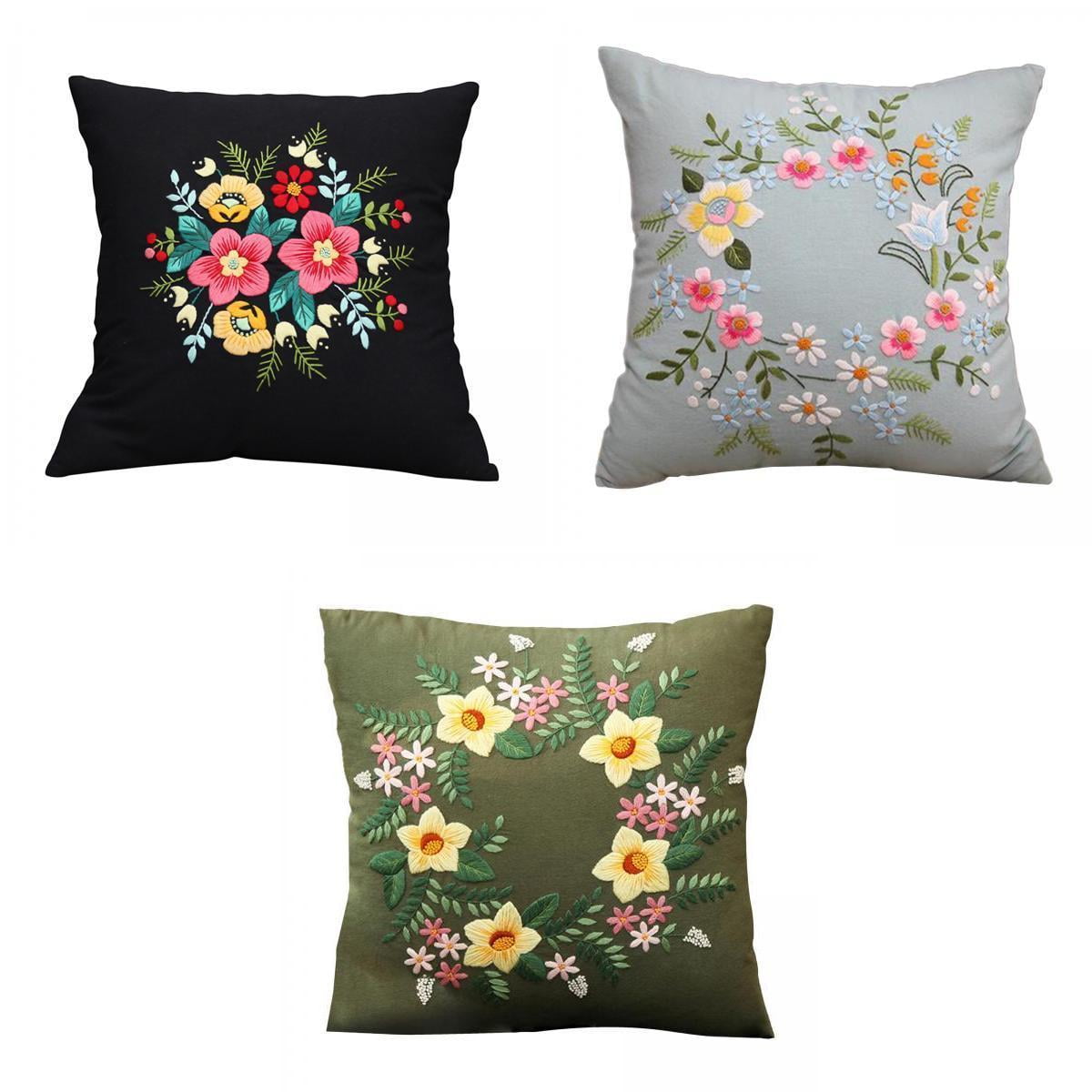 Untitled Bedtick Dangerous Flower Illustration Embroidery Pillow Punch Needle Art Pillow Cover Decorative Sofa Cushion