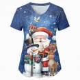 thumbnail image 4 of Towmus Womens Christmas Scrub Tops Funny Print V Neck Short Sleeve Shirts Stretch Anti Wrinkle Nursing Uniform with Pockets, 4 of 5
