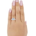 thumbnail image 5 of Halo Cushion Bridal Ring Round Aquamarine CZ 925 Sterling Silver Size 7, 5 of 5