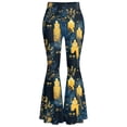 thumbnail image 5 of Leidass Women's Halloween Flare Leggings Black Cat Pumpkin Print High Waist Buttery Soft Bell Bottom Yoga Pants Green S, 5 of 6
