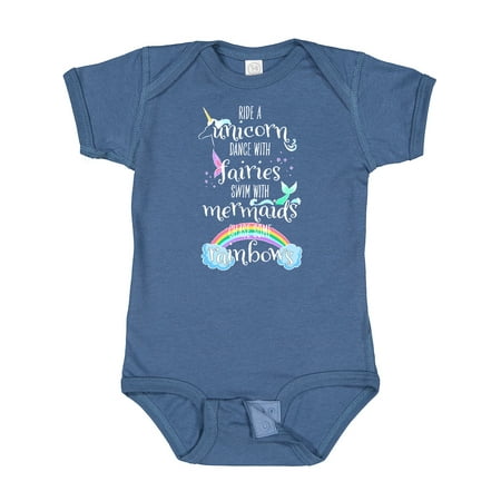 

Inktastic Ride a Unicorn Dance with Fairies Swim with Mermaids Gift Baby Boy or Baby Girl Bodysuit