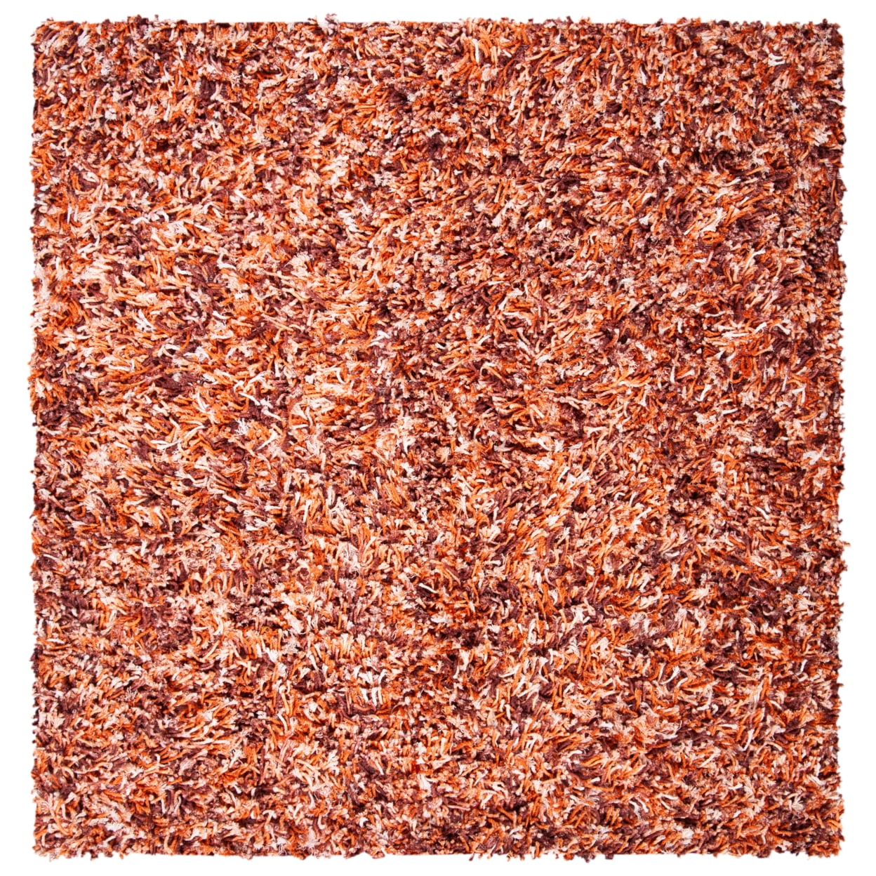 SAFAVIEH Rio Kynaston Solid Polyester Shag Area Rug, Rust/Ivory, 4' x 6'