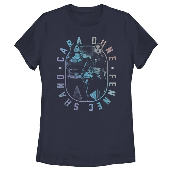 Women's Star Wars: The Mandalorian Female Mercenaries Gradient  Graphic Tee Navy Blue 2X Large