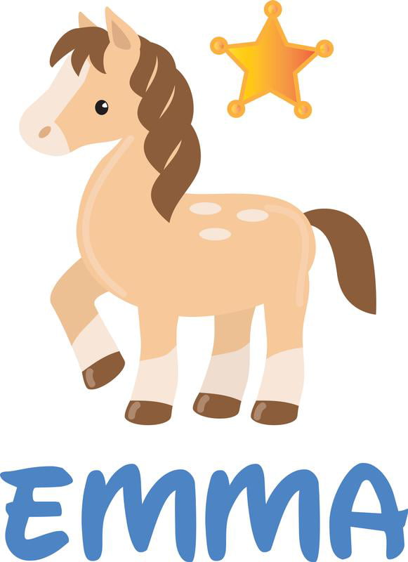 Personalized Name Vinyl Decal Sticker Custom Initial Wall Art  Personalization Decor Children Star Little Horse Baby Girl Boy Nursery  Bedroom 16 Inches X 20 Inches 