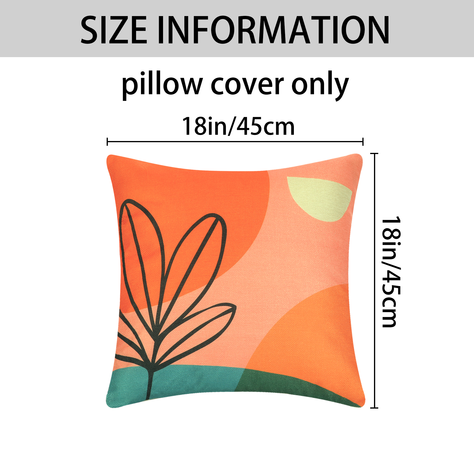Unique Bargains Linen Printed Contemporary Decorative Throw Pillow Cover (2 Count) Orange-1 18" x 18"