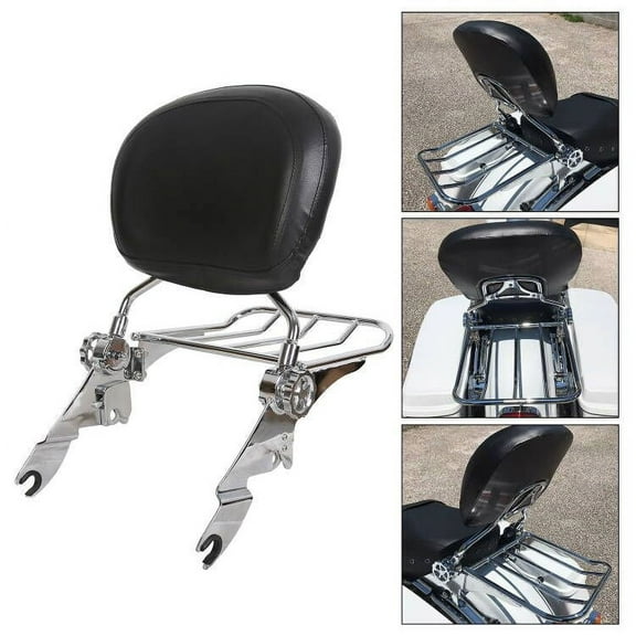 KOJEM Chrome Detachable Backrest Sissy Bar   Luggage Rack For Harley Touring 2009-2022 Electra Glide Road King Street CVO