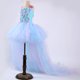 thumbnail image 5 of Vestido de tul con cola larga para niña de las flores, vestido de fiesta de noche para boda para bebé, vestido de princesa de hadas con lazo y cristales para niña, 5 of 5