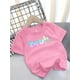 thumbnail image 1 of Camiseta informal de manga corta para niña con estampado "Bruh", cuello redondo de algodón, tejido elástico, calentita y de verano (100 % algodón). Talla para niños de 12 años o menos., 1 of 5