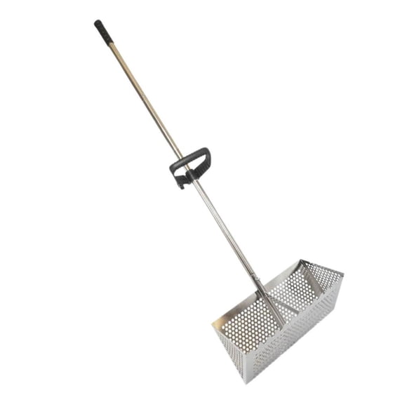 Rastrillo de pulgas de arena con cubo, de arena de mano, mango ergonómico de acero, rastrillo de playa