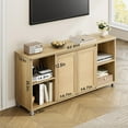 thumbnail image 6 of Studyset Rattan TV Stand for 70 Inch, Entertainment Center with Storage Shelves – Wooden Media Console Cabinet for Living Room, Bedroom, Nature Oak, 6 of 6