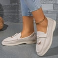 thumbnail image 4 of Rokment Women's Slip on Penny Loafers Oxfords Dress Shoes Fashion Casual Suede Walking Non Slip Work Sneakers for Woman Spring Fall Beige Size 6, 4 of 7