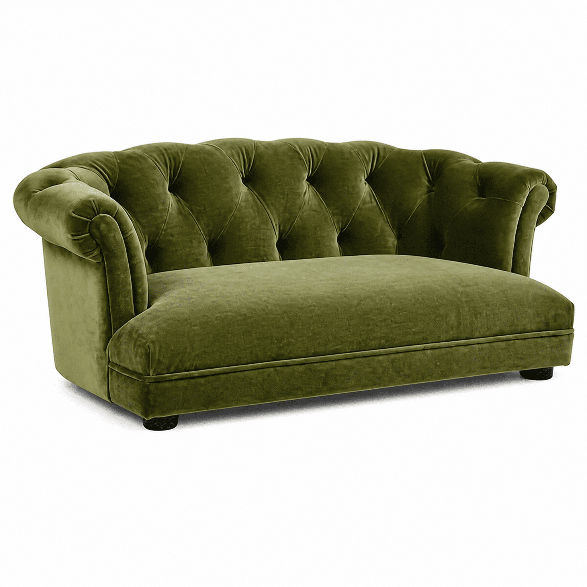 36.5" Chesterfield Dog Sofa Bed, Medium, Olive Green Performance Velvet