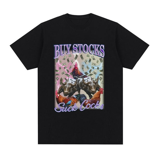 Camiseta gráfica de gallo y búfalo, compra acciones, chupa pollas, para hombre, moda vintage, camisetas de manga corta, camisetas casuales de algodón.