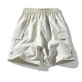 thumbnail image 3 of EOYWHK Mens Work Shorts with Pockets Elastic Waist Stretchy Work Shorts for Men Soft Lightweight Breathable for Casual Lounge Home Beige, Size L, 3 of 9