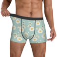 thumbnail image 3 of Men's Boxer Briefs, Floral daisy A Soft Comfy Mens Underwear Boxer Briefs Breathable With Widen Waist, 3 of 7