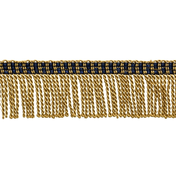 2" (5cm) Basic Trim Collection Thin Bullion Fringe Trim # BFT2,, Antique Gold #C4T (Yellow Gold, Royal Blue) Sold By The Yard (36"/3 ft/0.9m)