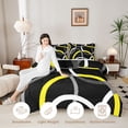 thumbnail image 3 of Manfei Black Yellow Circle Twin Comforter Sets,Aesthetic Minimalist Bedding Set, Black Reversible 2-Piece, 1 Comforter and 1 Pillowcase, 3 of 6