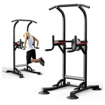 Pull Up Bar Station, Adjustable Multifunction Power Tower Dip Bar Station Home Gym Strength Training Workout Equipment for Pull-up Push-up Dips (Black-Classic).