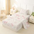 thumbnail image 2 of spefrowx Pastel Bowknot Twin Sheets for Teens, Beige Pearl Heart Print Bedding, 3-Piece, 1 Flat Sheet, 1 Fitted Sheet and 1 Pillowcase, 2 of 6