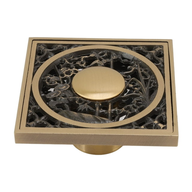 Drenaje De Piso De Baño, Cubierta De Filtro Extraíble, Desagüe De Piso A Prueba De Olores De Acero Inoxidable De Cobre Cuadrado Antiguo Para Interiores ANGGREK IH3112