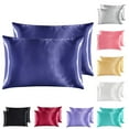 thumbnail image 1 of White Satin Pillowcase for Hair and Skin, 2 Pack Silky Pillow Cases, Soft Breathable Smooth Silk Pillow Cover with Envelope Closure, 1 of 6