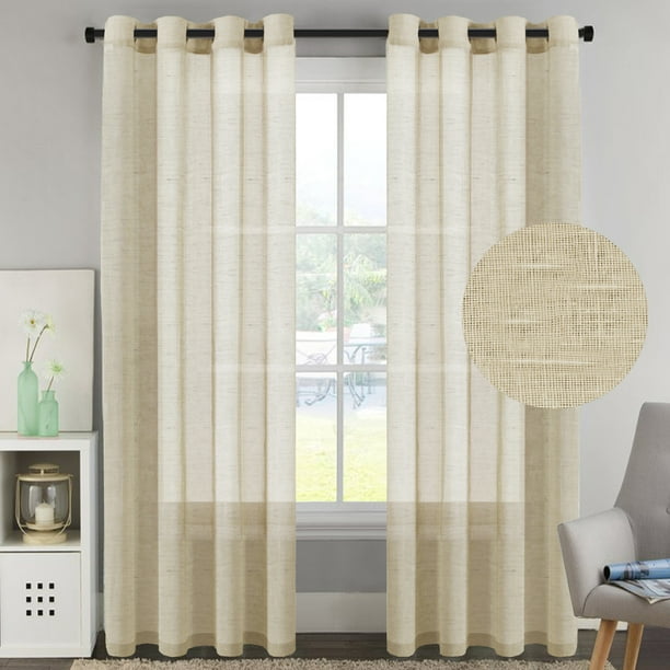 H Versailtex Pair Set Nickel Grommet Natural Linen And Poly Semi H Versailtex Pair Set Nickel Grommet