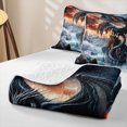 thumbnail image 4 of Feelyou Waterfall Dragon Animal Bed Spread Queen for Men Women, Sky Sunset Mountain Queen Coverlet Set, Grey Orange, 3 Pieces, 4 of 7