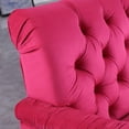 thumbnail image 5 of Chesterfield Sofa,Velvet Upholstered 3 Seater Couch with Padded Seat Cushion and Button Tufted Backrest,Modern Sofa for Living Room with Scroll Arms & Solid Wood Legs, 5 of 9