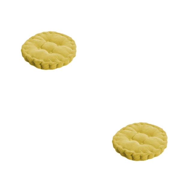 Inteprter Almohadillas redondas de pana para silla, cojín de asiento de Color sólido, cojín para sillas de comedor, respaldo para el suelo, Amarillo 2piezas