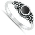 thumbnail image 4 of CHOOSE YOUR COLOR Bali Flower Simulated Black Onyx Wholesale Ring .925 Sterling Silver Band CZ Female Size 9, 4 of 4