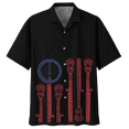 thumbnail image 3 of Camisa hawaiana con estampado 3D de guitarra de banjo para hombre, blusa con botones de instrumento musical, solapa suelta, manga corta, hawaiana, 3 of 5
