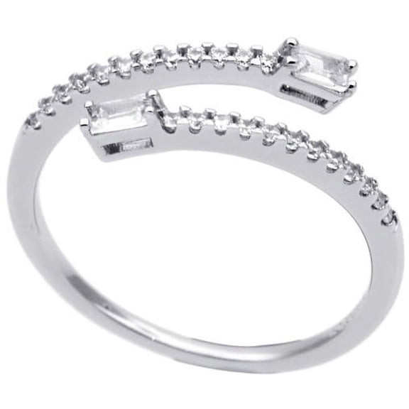 Planet Pure Women's Simulated Diamonds Wrap Ring in Recycled Sterling Silver in Size 8