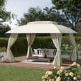 thumbnail image 3 of Outsunny 10' x 13' Outdoor Gazebo Patio Gazebo Canopy, Double Vented Roof, Steel Frame, Curtain Sidewalls, Sun Shade Shelter for Garden, Lawn, Backyard, Deck, Beige, 3 of 10