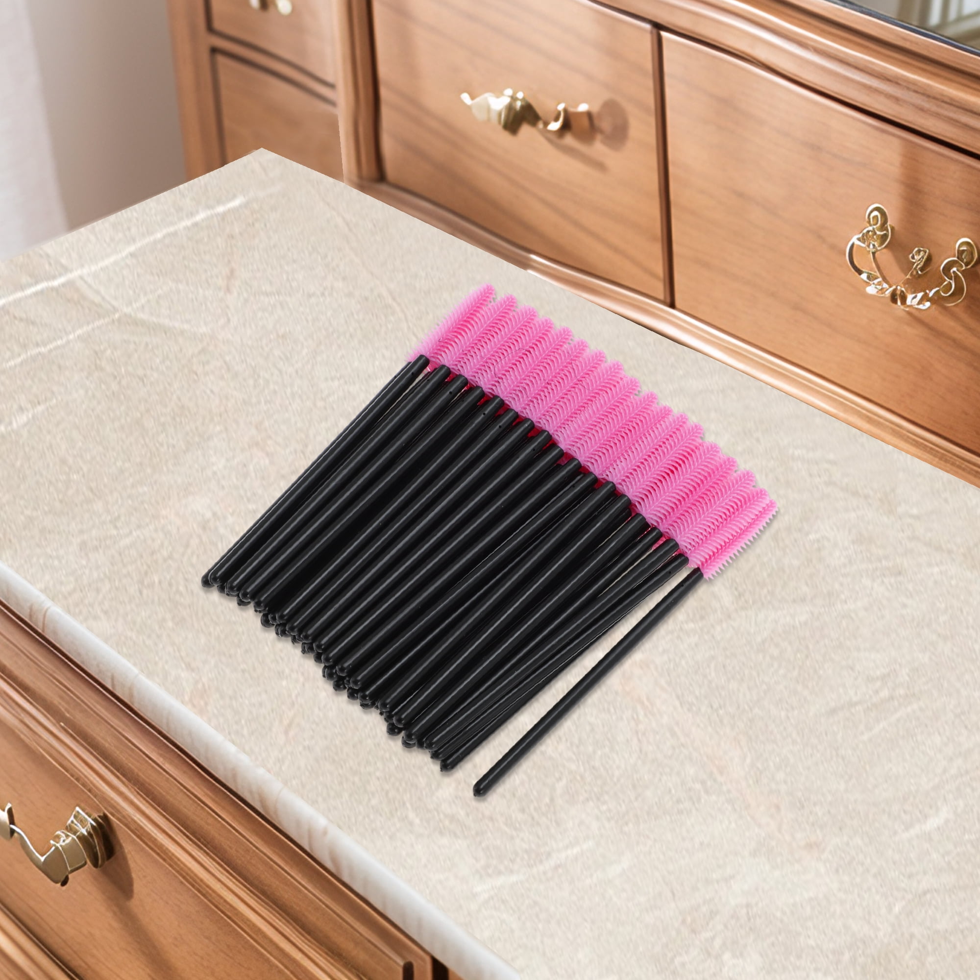 Unique Bargains 50 Pcs Convenient Silicone Eyelash Brush for Bathroom Black, Pink