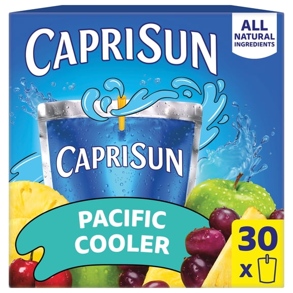 Capri Sun Flavored with Other Natural Flavor Juice Drink Blend, 30 Pouches, for School Lunches and On-the-Go Hydration, Pacific Cooler, All Natural Ingredients, 6 fl oz