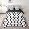 thumbnail image 3 of Castle Fairy Abstract Oval Grid King Bedding 7pcs,Geometric Rounded King Bed in a Bag,Black White,Reversible, 3 of 7