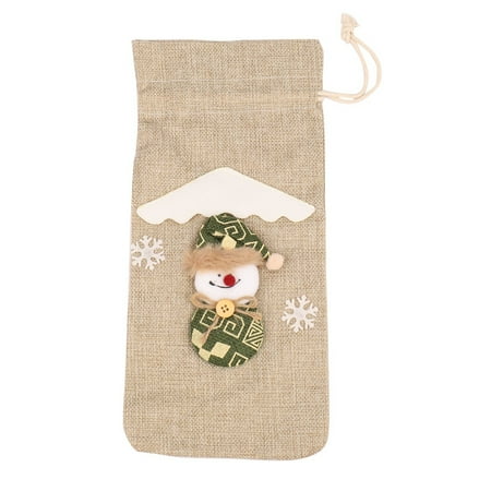 

Red Wine Cover Bags Decoration Home Party christmas merry (Beige)