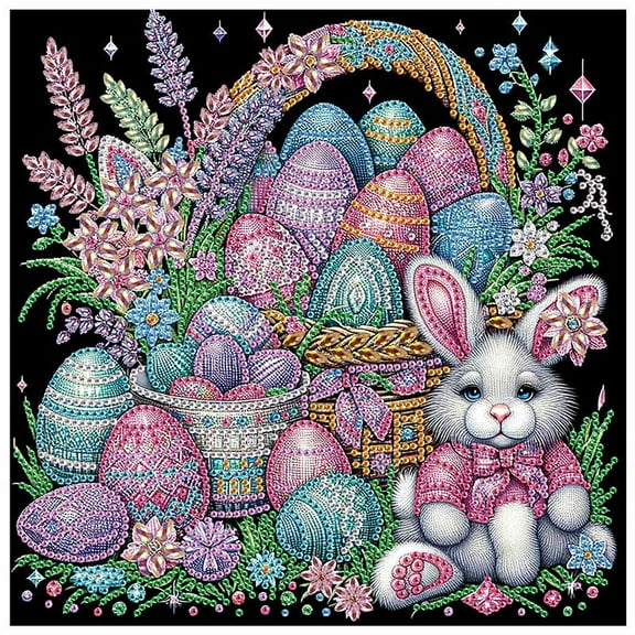5D DIY Diamond Painting Kit Easter Bunny Creative Handicraft for Home Wall Decor, Birthday or Christmas Gift