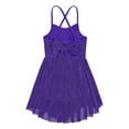 thumbnail image 4 of Venjoe Kids Girls Glittery Crisscross Ballet Leotard Lyrical Dance Dress Skating Performance Costume Purple 8, 4 of 5