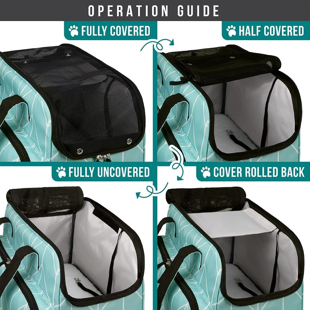 Small Dog Purse , Soft-Sided Travel Bag with Pockets, Airline Approved Breathable Mesh, Poop Bag Dispenser,  Teal
