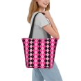 thumbnail image 2 of Balery pink and black argyle Bolsa de Hombro con Diseño, Bolsa Grande y Duradera, Bolsa Versátil para Compras, 2 of 6