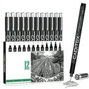 CADITEX Micro-Pen Set, 12 Size Fineliner Pens, Micro-Pens for Beginners Sketching, Writing, Drawing