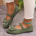 thumbnail image 2 of HEWUQI Bowknot Mary Jane Flats for Women Elatic Strap Soft Sole Ballet Slip on Wide Arch Support Commute Comfortable Dressy Shoes Green Size 7.5, 2 of 6