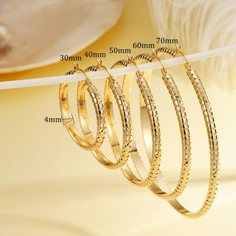 Gold Plated Thick Big Gold Hoop Earrings Pairs Big Large Extra